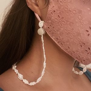 Reusable Eyelet Cotton Face Mask With Necklace
